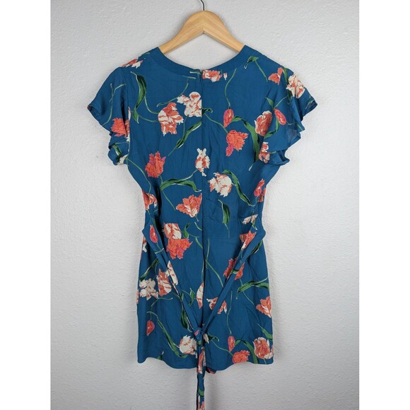 Privacy Please Romper Womens Small Blue Floral V Neck - Picture 2 of 10